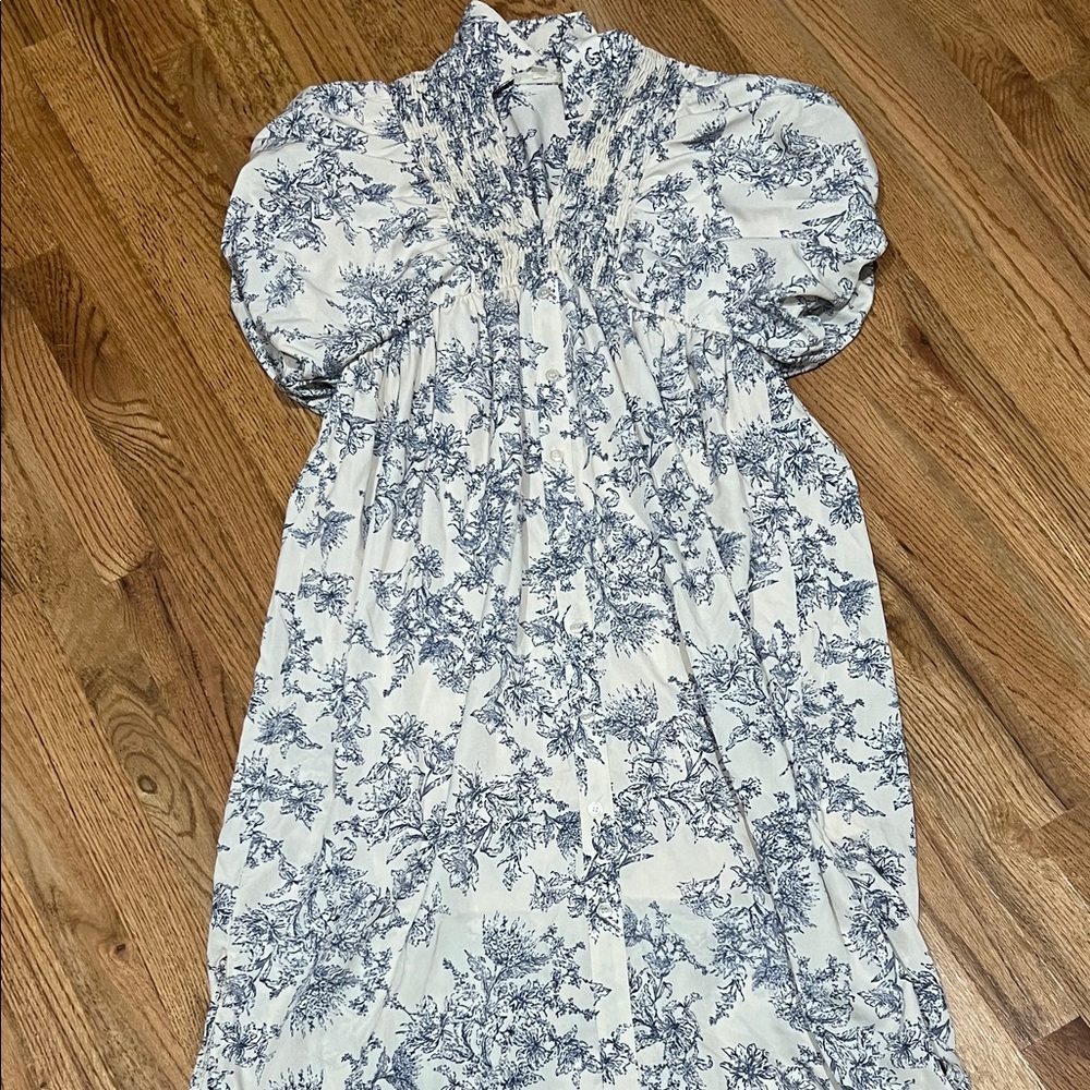 Floral Blue and White Dress